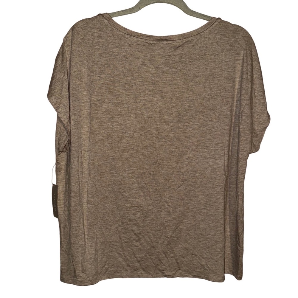 Chico's Beach Scene Graphic Tee Tan Neutral Knit Top Womens  Chico 3 XL US16 NEW - Picture 3 of 7